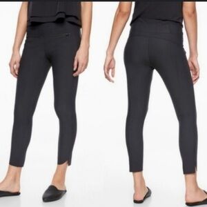 Athleta Black Cropped Leggings with Zipper Pockets